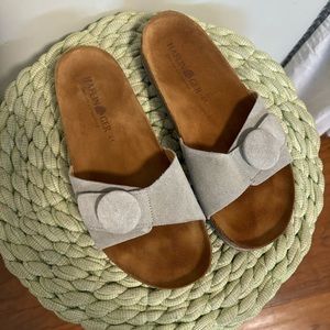 Haflinger Women's Sandals in Light Gray and Brown